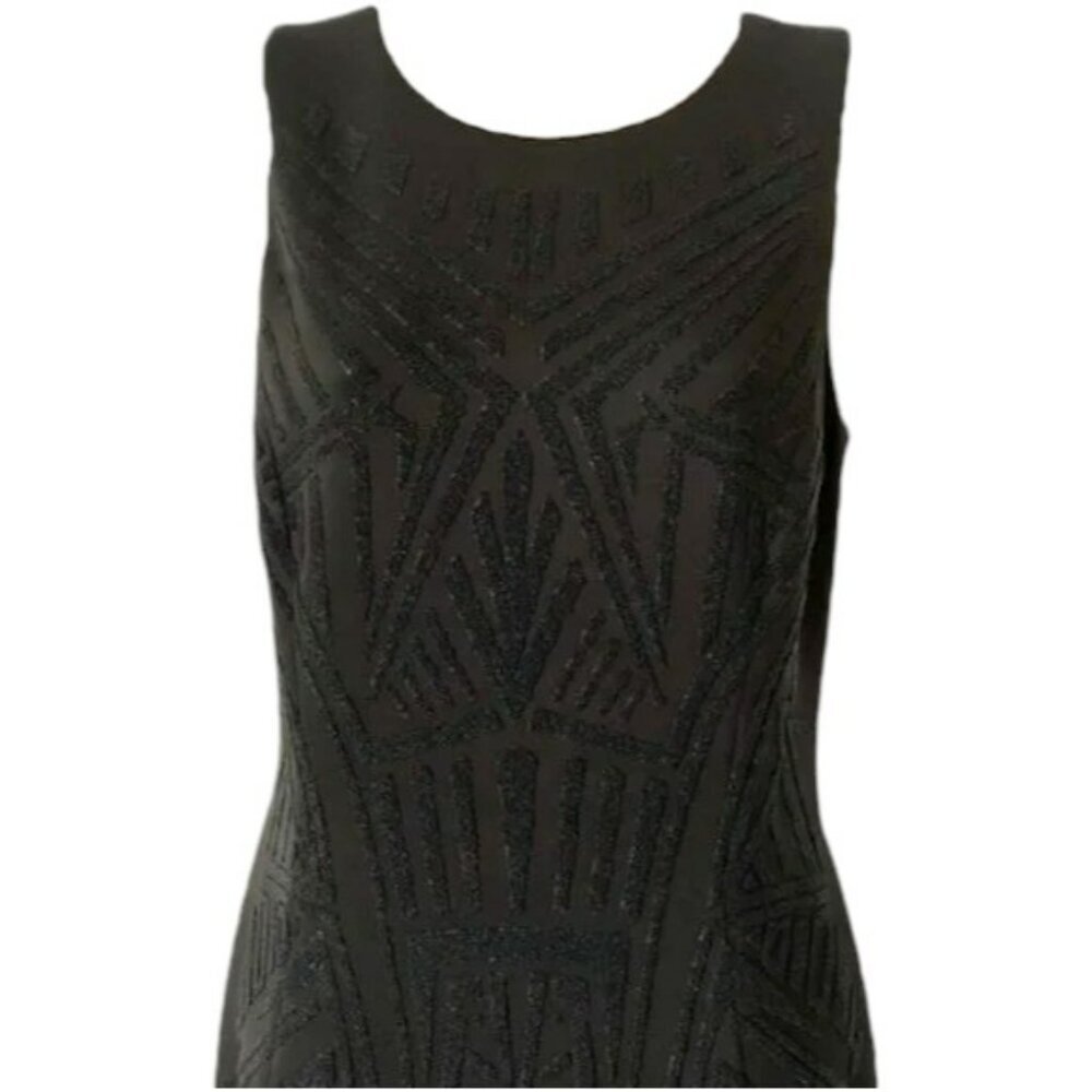Bagley Mischka Belle Beaded Cocktail Dress - Black/Jet Detailed Beading - 6